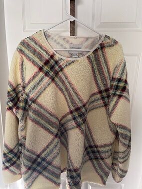 Cream Plaid Sherpa Sweater